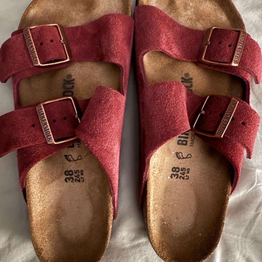 Birkenstock Burgundy Suede Sandals